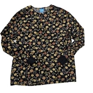 HQ Scrub Floral Long Sleeve Nurse Dentist Jacket Size M